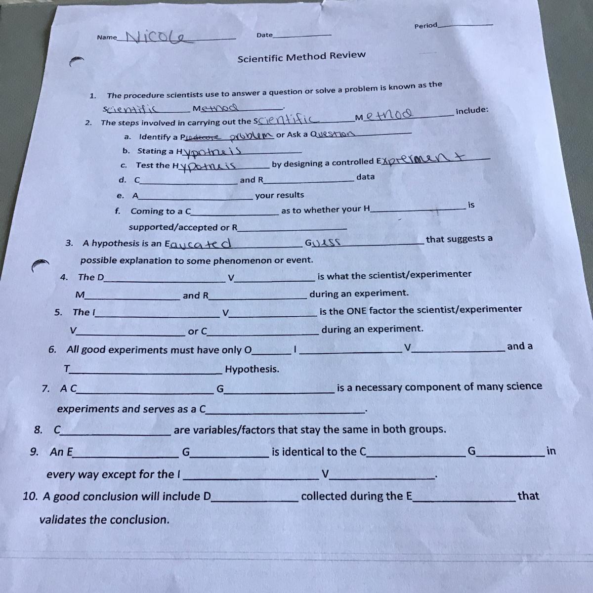 Practice with the scientific method worksheet answers