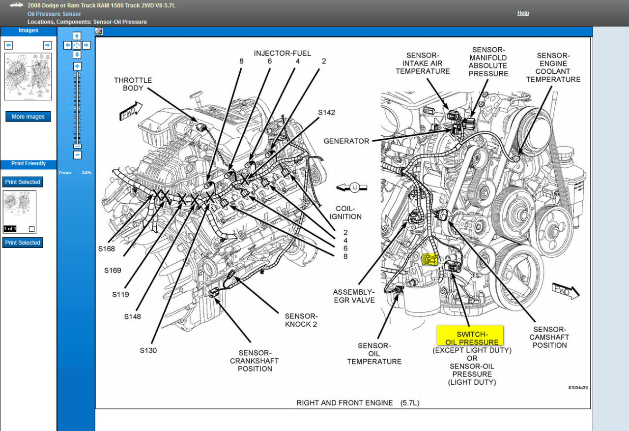 5.7 hemi oil pressure sensor location